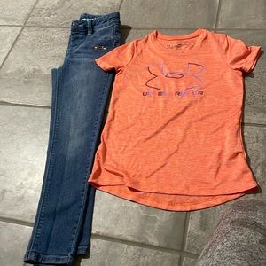 Girls Under Armour Tshirt and Jeans size 7